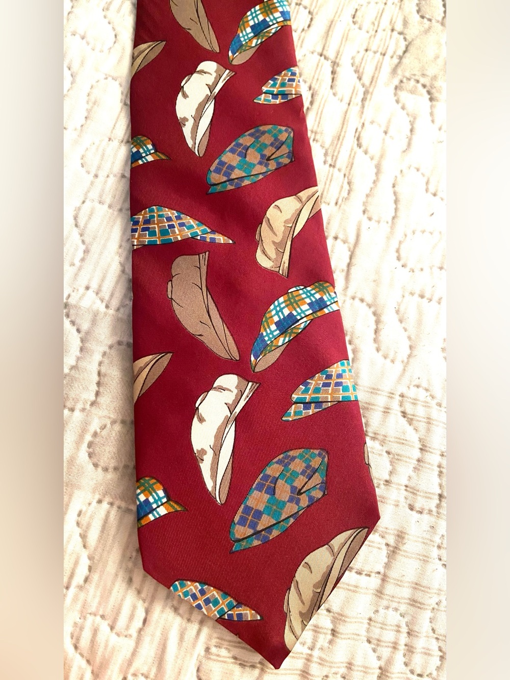 Lambucci 100% Silk Flat Cap Tie Burgandy